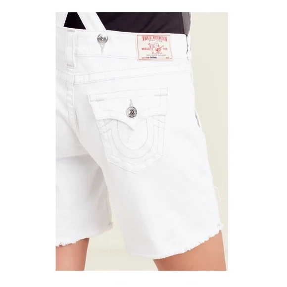 TRUE RELIGION Ripped Frayed Hem Jean Denim Overalls - Picture 5 of 14